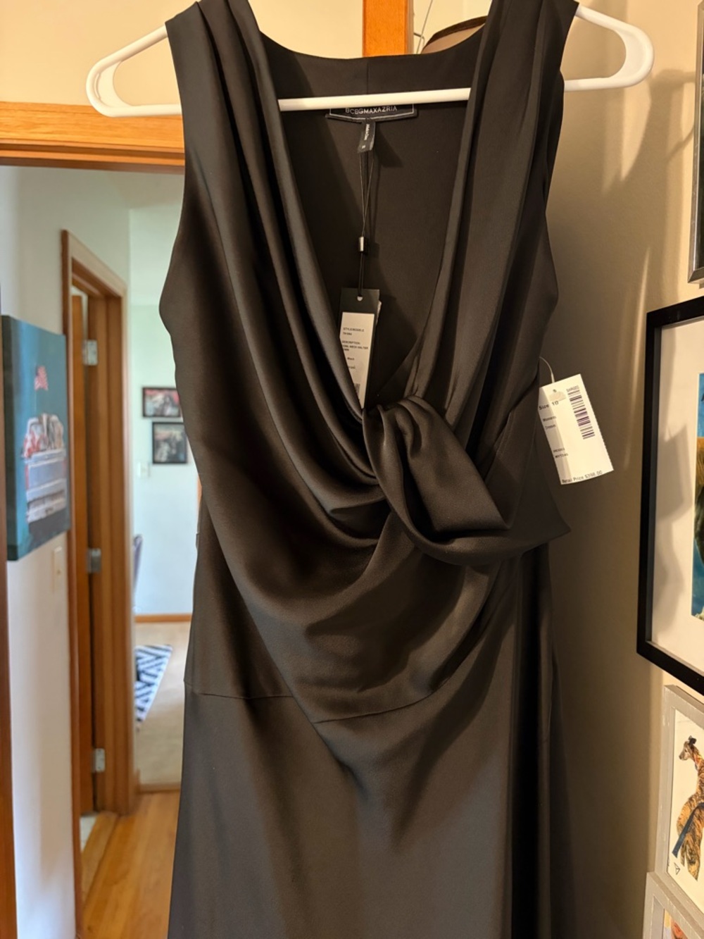 NWT $398 BGBGMaxAzria Black Demi Black Tie Gown, Twist Front & Back Size 10 - Picture 10 of 15